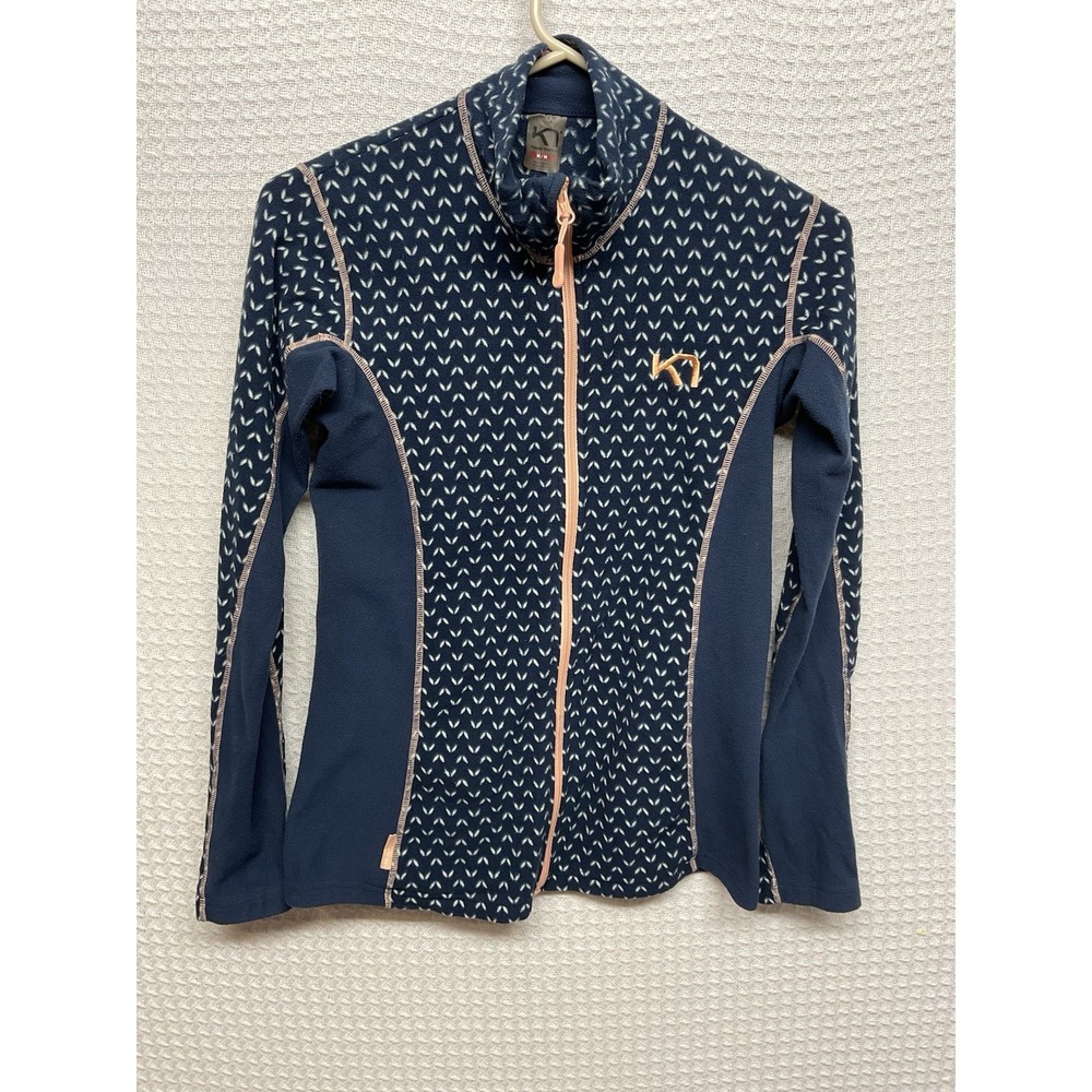Kari Traa Kryss Fleece Jacket Womens Size Medium Blue Geometric Full Zip Outdoor